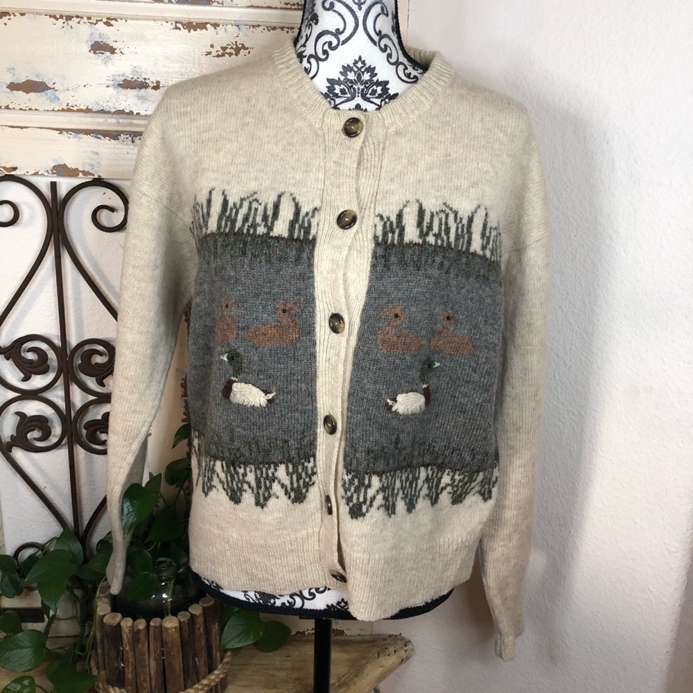 Vintage wool duck detail wilderness cardigan